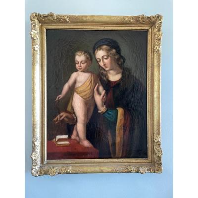 Virgin And Child, Oil On Canvas.