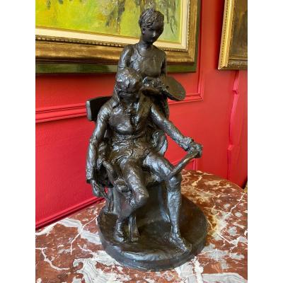 Bronze «the Inspiration Of The Painter. »alfred Lenoir (1850-1920).