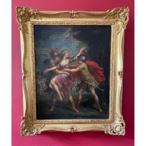 The Abduction Of The Sabine Women. Oil On Canvas XIXth Time.