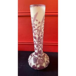 Large Glass Paste Vase, Art Nouveau Period. Signed "crystallerie De Pantin".