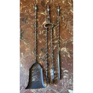 19th Century Twisted Iron Fireplace Servant