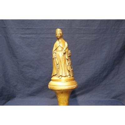 Carved Golden Wood Shaft From A Procession Staff