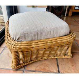 Carré Pouf Ou Repose Pied En Rotin