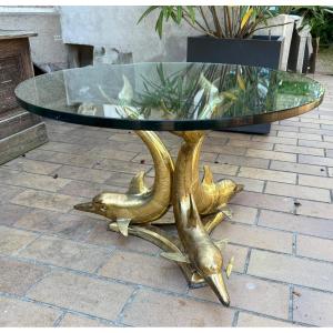 Coffee Table With Three Dolphins 
