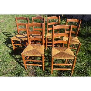 Set Of 6 Straw-seated Chairs 