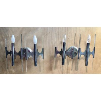 Pair Of Gaetano Sciolari Wall Lights Circa 70