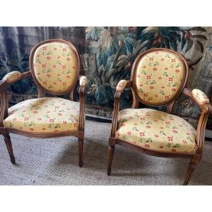 Pair Of Louis XVI Style Medallion Armchairs