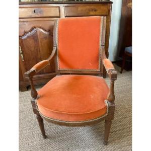 Directoire Period Natural Wood Armchair
