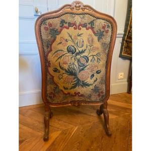Louis XV Style Fireplace Screen With Tapestry