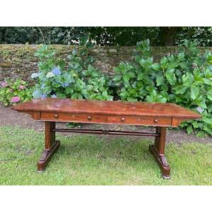 Large Mahogany Desk Table From The 19th Century