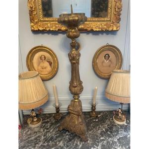 19th Century Gilded Brass Candlestick.