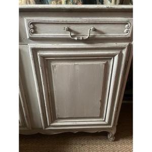18th Century Sideboard In Painted Wood And Faux Marble Top