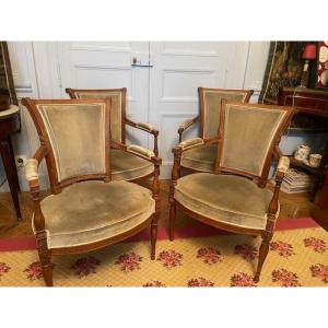 Set Of Four Directoire Period Armchairs, Late 18th Century 