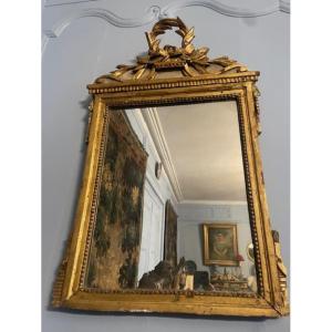 Louis XVI Period Mirror In Gilded Wood
