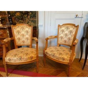 Pair Of Louis XVI Style Cabriolet Armchairs