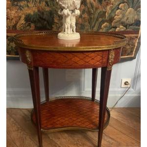 Louis XVI Style Oval Pedestal Table In Veneered Wood
