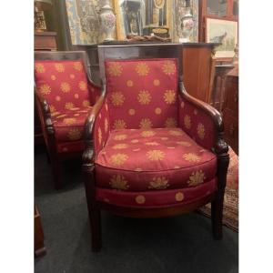 Large Pair Of Empire Period Bergère Armchairs With Dolphins