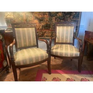 Pair Of Empire Period Mahogany Dolphin Armchairs