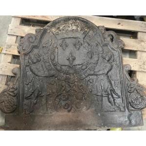 Important Late 18th Century Fireplace Plaque Bearing The Large Coat Of Arms Of France