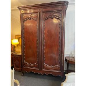 Important 18th-century Nantes Wardrobe In Cuban Mahogany, Louis XV Period