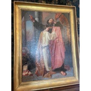 Important Mid-19th Century Oil On Canvas Depicting The Sacrificial Daughter Of Jephthah