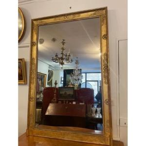 Large Empire Period Mirror In Wood And Gilded Stucco