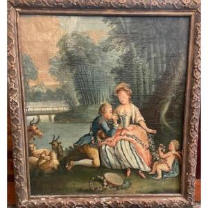 French School Of The XVIIIth Century, Galant Scene From The Louis XVI Period