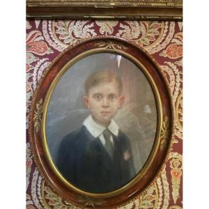 Oval Pastel Of A Boy From The 20s