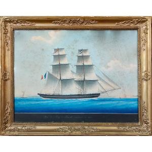 Joseph Honoré Pellegrin (1793 -1869) Portrait Of Ship Signed Nineteenth Time