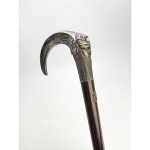 Cane To Restore Helmeted Warrior In Chain Mail Attributed Lucien Gaillard