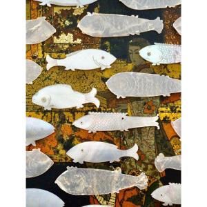 Collection Of Fish Counter Tokens In Mother-of-pearl 19th Century