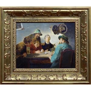 Ernst Karl Georg Zimmermann (1852-1901) Oil On Canvas "the Ei Of The Colony" 19th Century