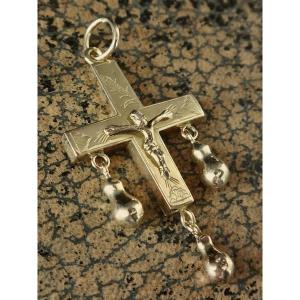 Breton Regional Cross In 18k Solid Gold, 19th Century
