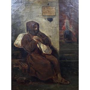 Oil On Canvas, Church Interior, 19th Century