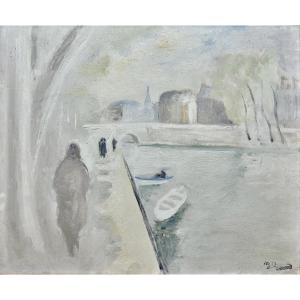 Cecil Max Michaelis (1913-1997) Oil On Canvas Signed And Dated “ Le Pont Saint Michel à Paris ”