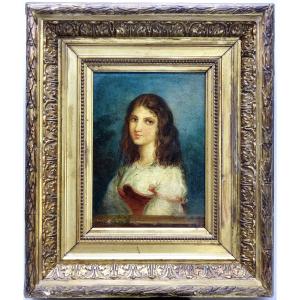 Oil On Canvas, Signed, Portrait Of A Child, 19th Century