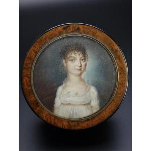 Box Decorated With A Miniature Signed Directoire Period 18th Century To Be Restored