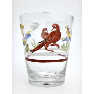 Enamelled Blown Glass Goblet From Alsace Or Switzerland 18th Century