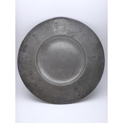 Joseph Taudin In Bordeaux Pewter Plate With Cardinal's Coat Of Arms, 17th Century