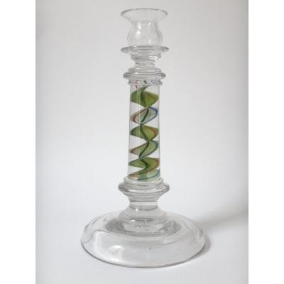 Cristal de Saintt Louis Bougeoir sulfure en verre soufflé  époque XIXe