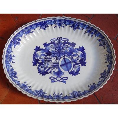 Large Earthenware Dish Decorated With 19th Century Coats Of Arms