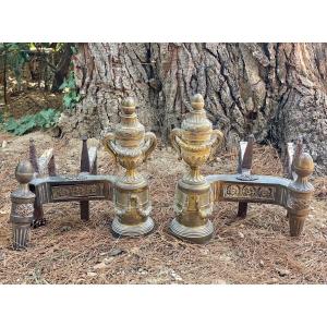 Pair Of Gilt Bronze Andirons From The Louis XVI Period