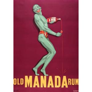 Old Manada Rum Marseille Advertising Poster Art Déco Period