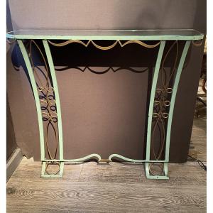 Pair Of Consoles In Painted And Gilded Iron