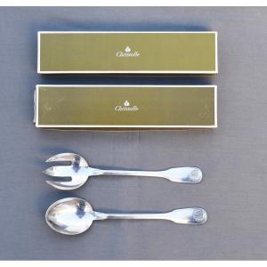 Christofle Salad Service Vendôme Model In Silver Metal