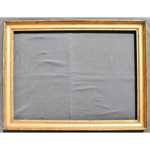 Large Rectangular Frame In Wood And Golden Stucco 19 Eme Frame 85*64 Cm /1