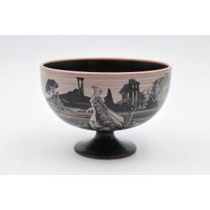 Ceramic Cup On Foot Atelier Barocco J Massard R Tarone 1982 Unique Piece