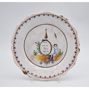 Plate With Revolutionary Decor In Earthenware From Nevers May Peace Reign Here