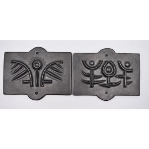 2 Ceramic Plates From The 50s Glossy Black Boleslaw Danikowski Your Home