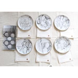 Series Of 6 Plates "the Arts" After Salvador Dali Vick International 1978